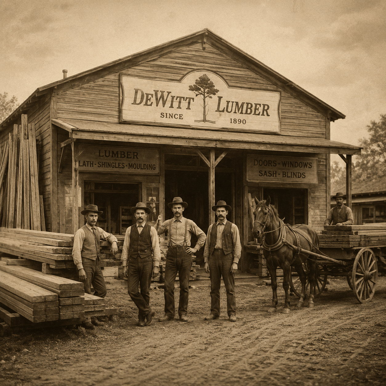 DeWitt Lumber storefront, 1890